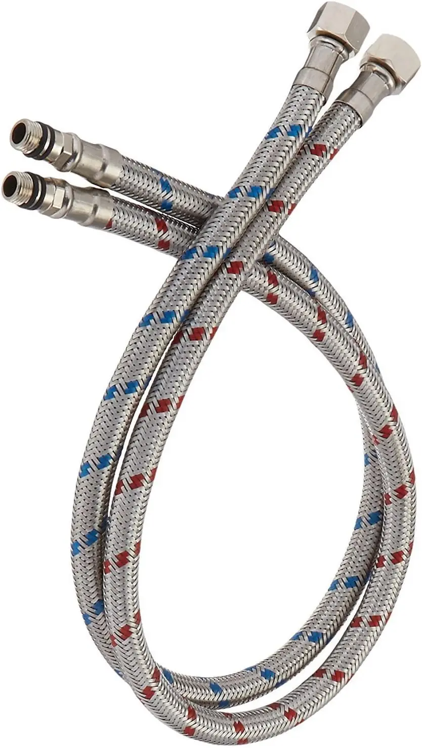 16-Inch Braided Faucet Supply Hose, 3/8" Female x M10 Male, 2-Pack
16-Inch Braided Faucet Supply Hose, 3/8" Female x M10 Male, 2-Pack