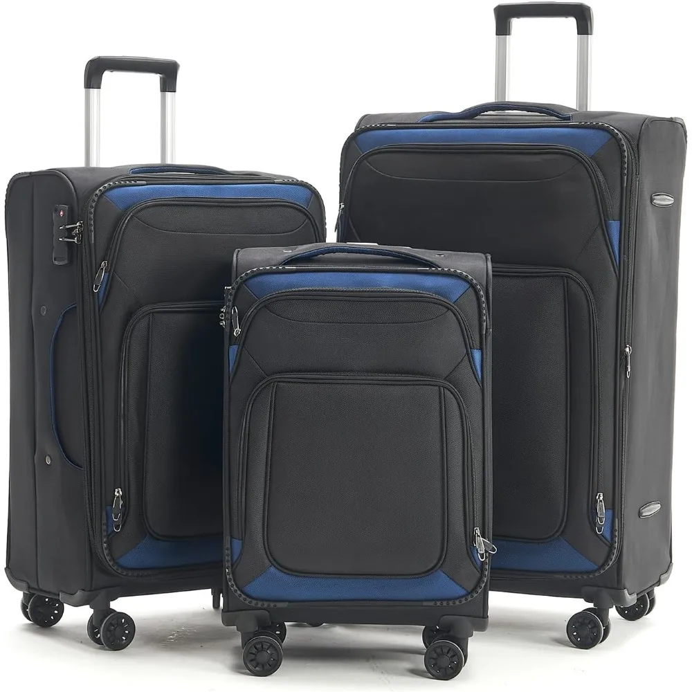 Softside Luggage Sets With Spinner Wheels, Softshell Lightweight Suitcase With Expandable And TSA Lock, 3pcs Set (Black)
Softside Luggage Sets With Spinner Wheels, Softshell Lightweight Suitcase With Expandable And TSA Lock, 3pcs Set (Black)
