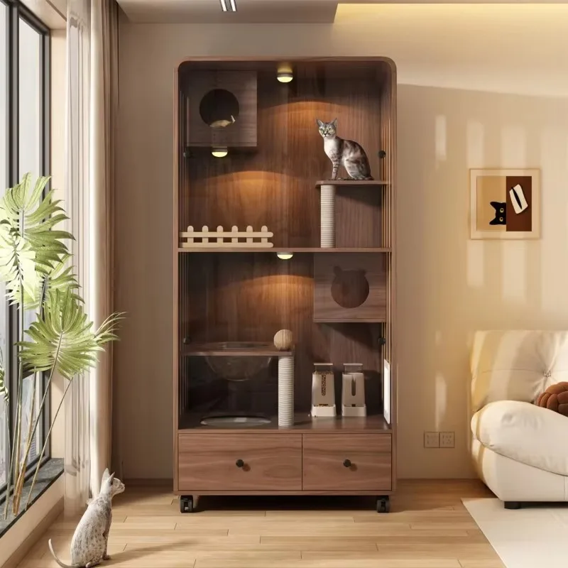 Cat villa household indoor cat climbing frame with toilet integrated cat nest cabinet, solid wood cat cage 90 * 60 * 155CM
Cat villa household indoor cat climbing frame with toilet integrated cat nest cabinet, solid wood cat cage 90 * 60 * 155CM
