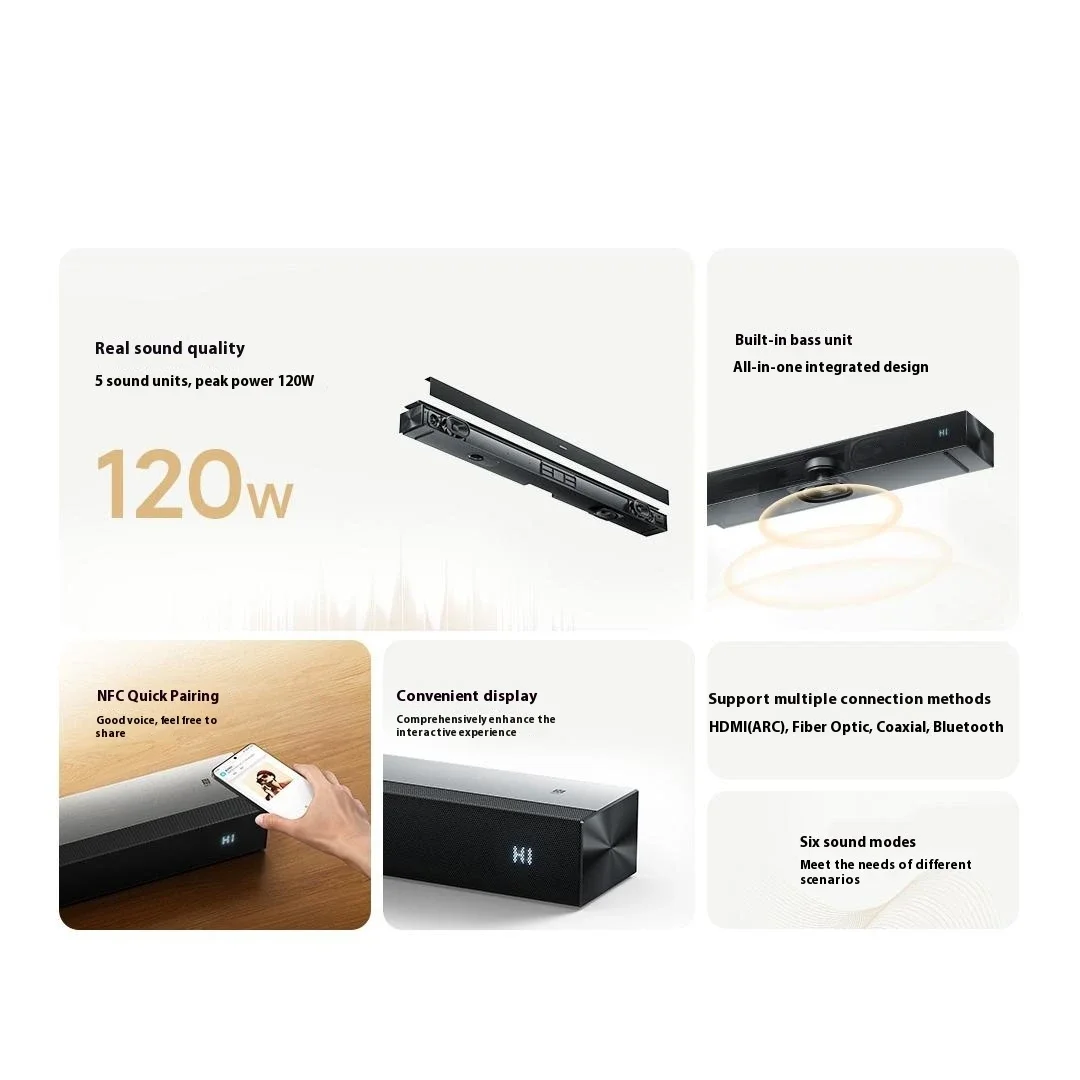 TV Soundbar 2.1 120W Power Home Theater Sound System 60W Subwoofer Optical, Coaxial, , Bluetooth Connections
TV Soundbar 2.1 120W Power Home Theater Sound System 60W Subwoofer Optical, Coaxial, , Bluetooth Connections