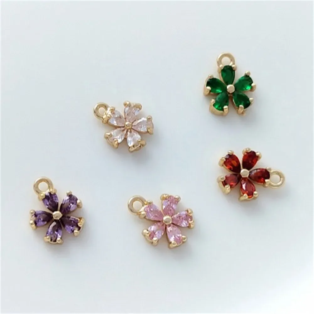 14K Gold Inlaid Colored Zircon Small Peach Blossom Five Petal Small Flower Pendant DIY Earrings, Bracelet, Jewelry, Pendant K524
14K Gold Inlaid Colored Zircon Small Peach Blossom Five Petal Small Flower Pendant DIY Earrings, Bracelet, Jewelry, Pendant K524