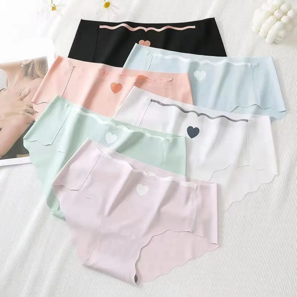 6PCS Mid Waist Ice Silk Briefs Love Pattern Underwear Ultra-thin Panties Underpants Cotton Crotch Seamless Briefs Women Girls
6PCS Mid Waist Ice Silk Briefs Love Pattern Underwear Ultra-thin Panties Underpants Cotton Crotch Seamless Briefs Women Girls