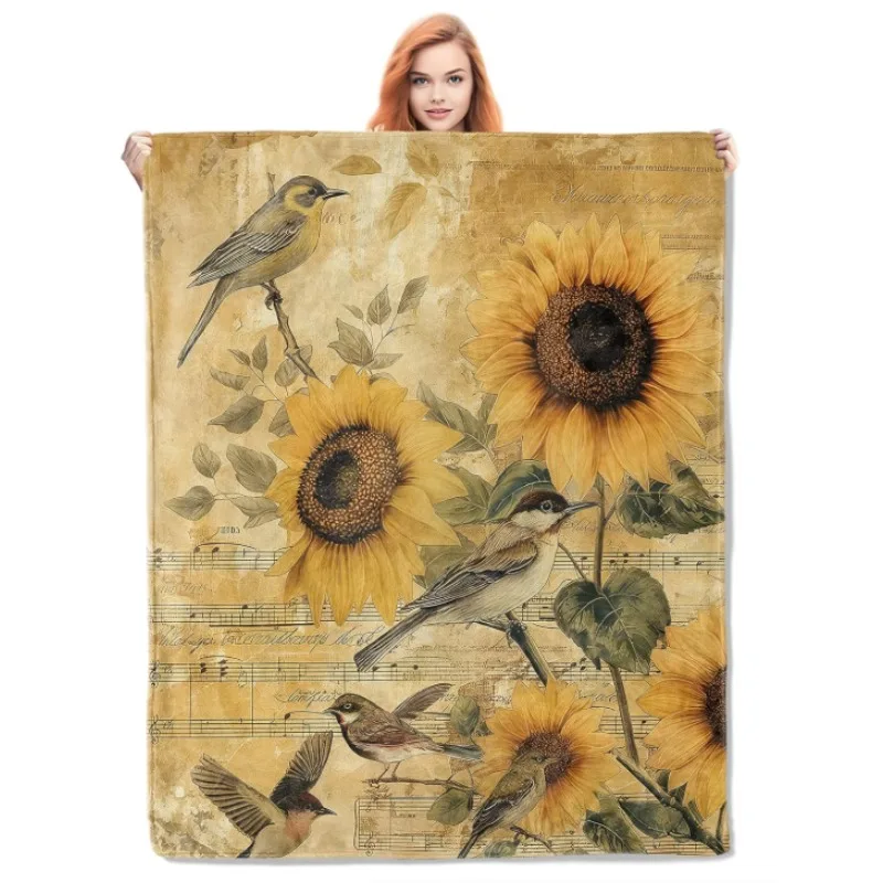 Sunflower and bird blanket, vintage flannel throw blanket for bedroom sofa home decoration gift for women girls
Sunflower and bird blanket, vintage flannel throw blanket for bedroom sofa home decoration gift for women girls