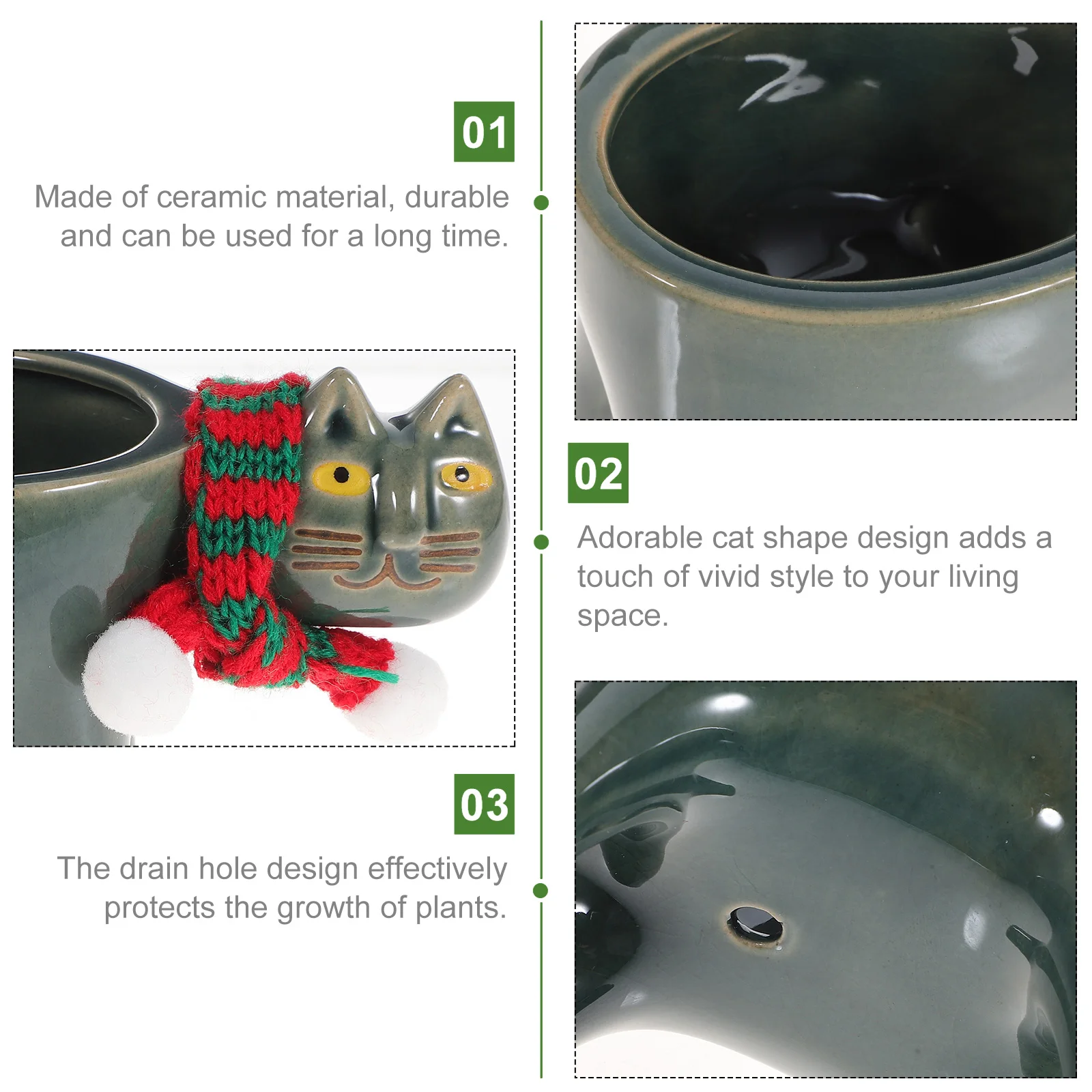 Cat Ceramic Flower Pot Cartoon Succulent Planter Pots Cactus Plants Creative Indoor Smooth Bottom Drainage Hole Balcony Window
Cat Ceramic Flower Pot Cartoon Succulent Planter Pots Cactus Plants Creative Indoor Smooth Bottom Drainage Hole Balcony Window