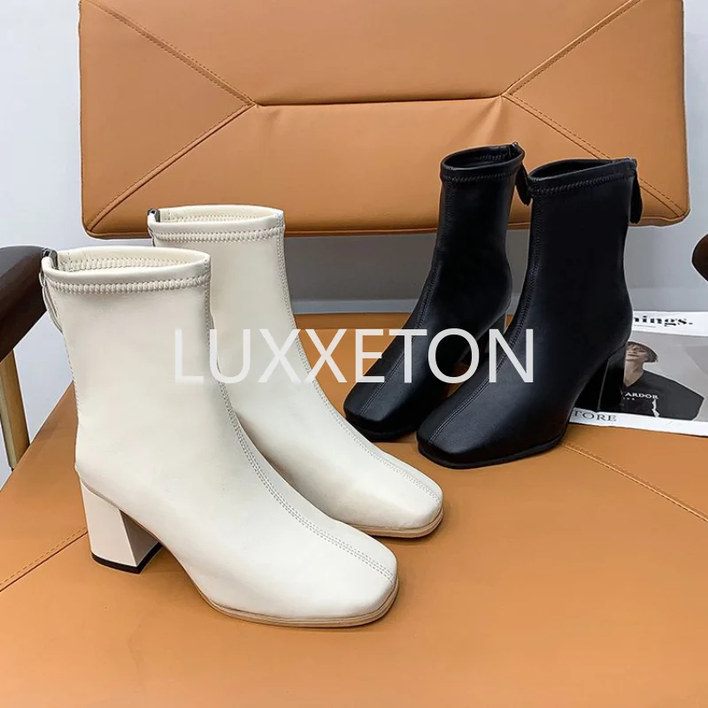 2024 Spring and Autumn New Thick Heel High Heel Single Boots British Style Square Headed Back Zipper Minimalist Short Boots
2024 Spring and Autumn New Thick Heel High Heel Single Boots British Style Square Headed Back Zipper Minimalist Short Boots