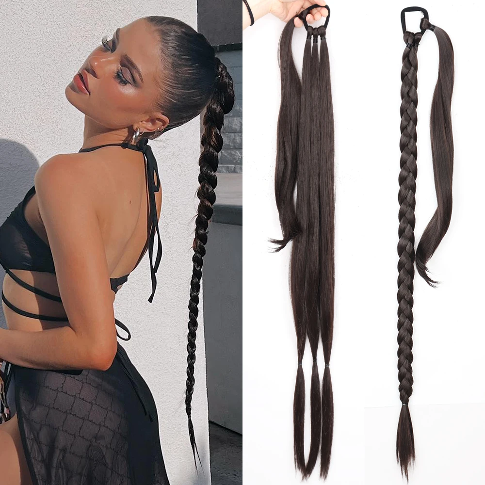 Synthetic 34Inches Long Braided Ponytail Hair Extensions for Women Black Brown Pony Tail with Hair Rope High Temperature Fiber
Synthetic 34Inches Long Braided Ponytail Hair Extensions for Women Black Brown Pony Tail with Hair Rope High Temperature Fiber