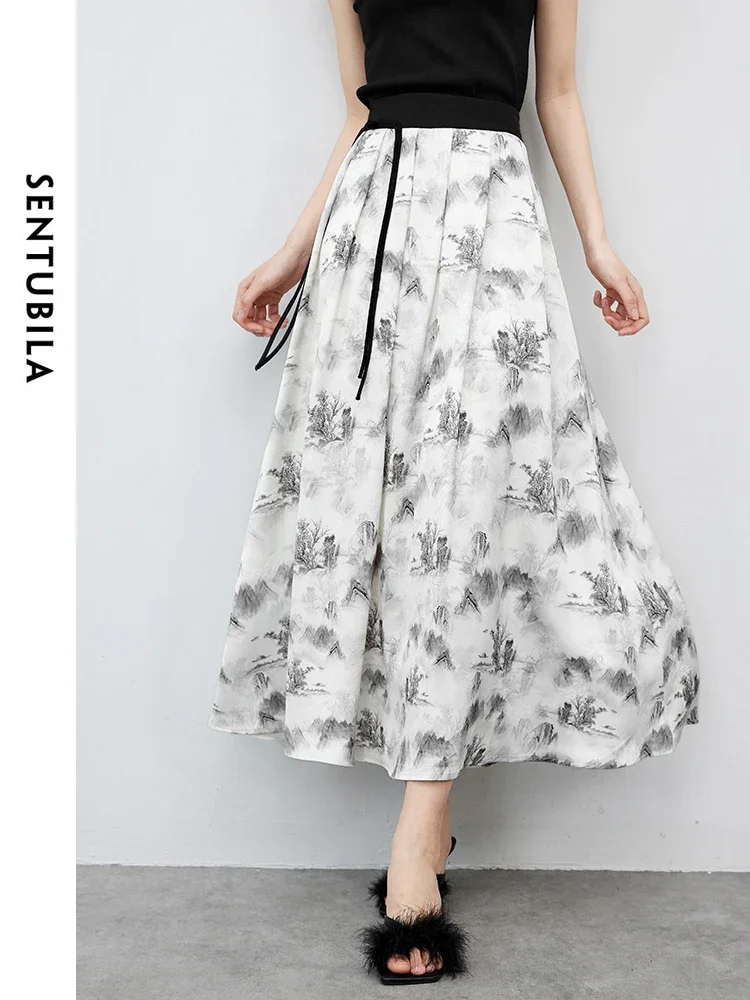 SENTUBILA Chinese Style Ink Printed Skirt for Women 2025 Spring Elastic Waist Loose Flowy Long Skirts Woman Clothing 142Q55316
SENTUBILA Chinese Style Ink Printed Skirt for Women 2025 Spring Elastic Waist Loose Flowy Long Skirts Woman Clothing 142Q55316
