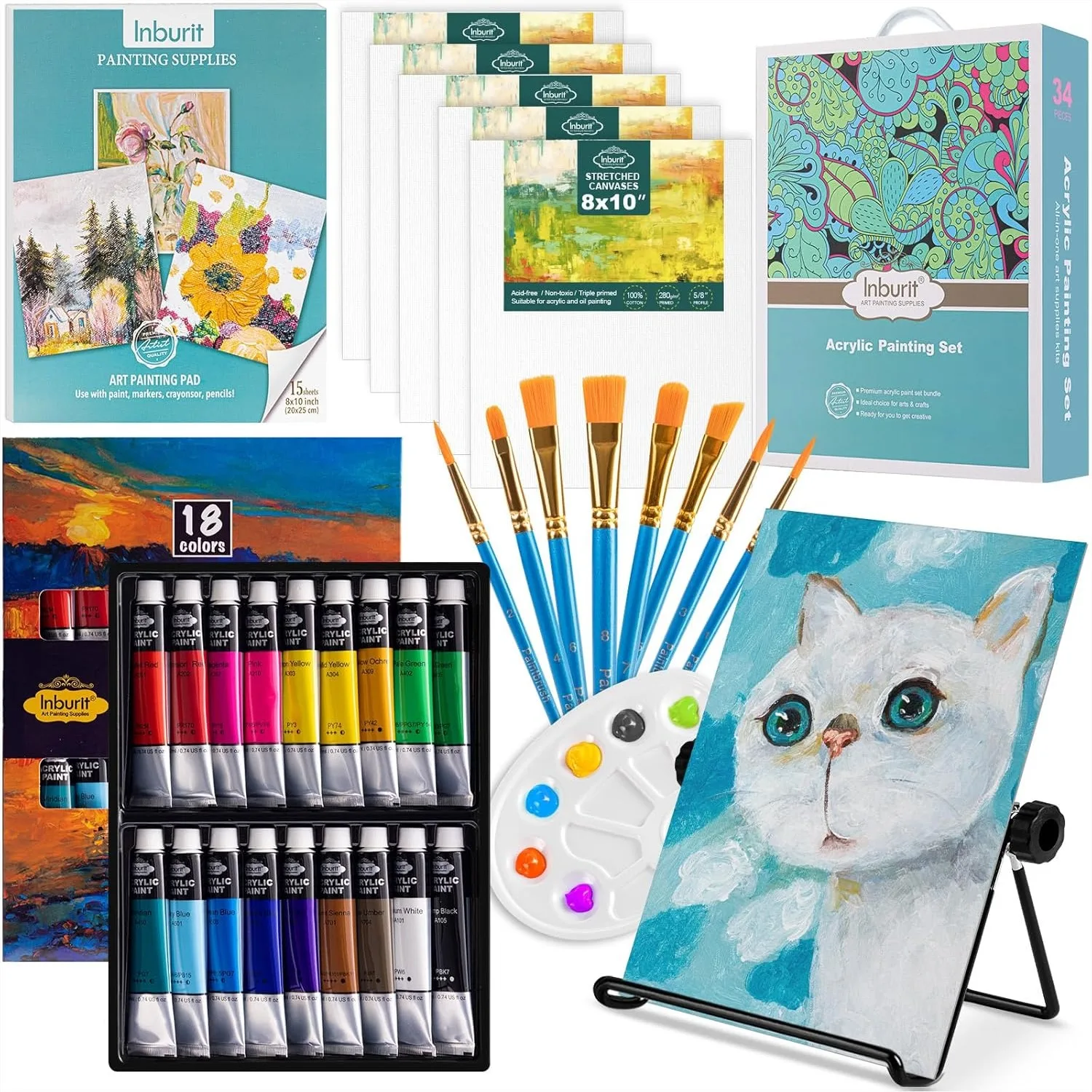 Art Paint Set for Kids with 5 Canvas Panels, 8 Brushes, 18 Acrylic Paints, Table Easel, Painting Supplies for Students and
Art Paint Set for Kids with 5 Canvas Panels, 8 Brushes, 18 Acrylic Paints, Table Easel, Painting Supplies for Students and