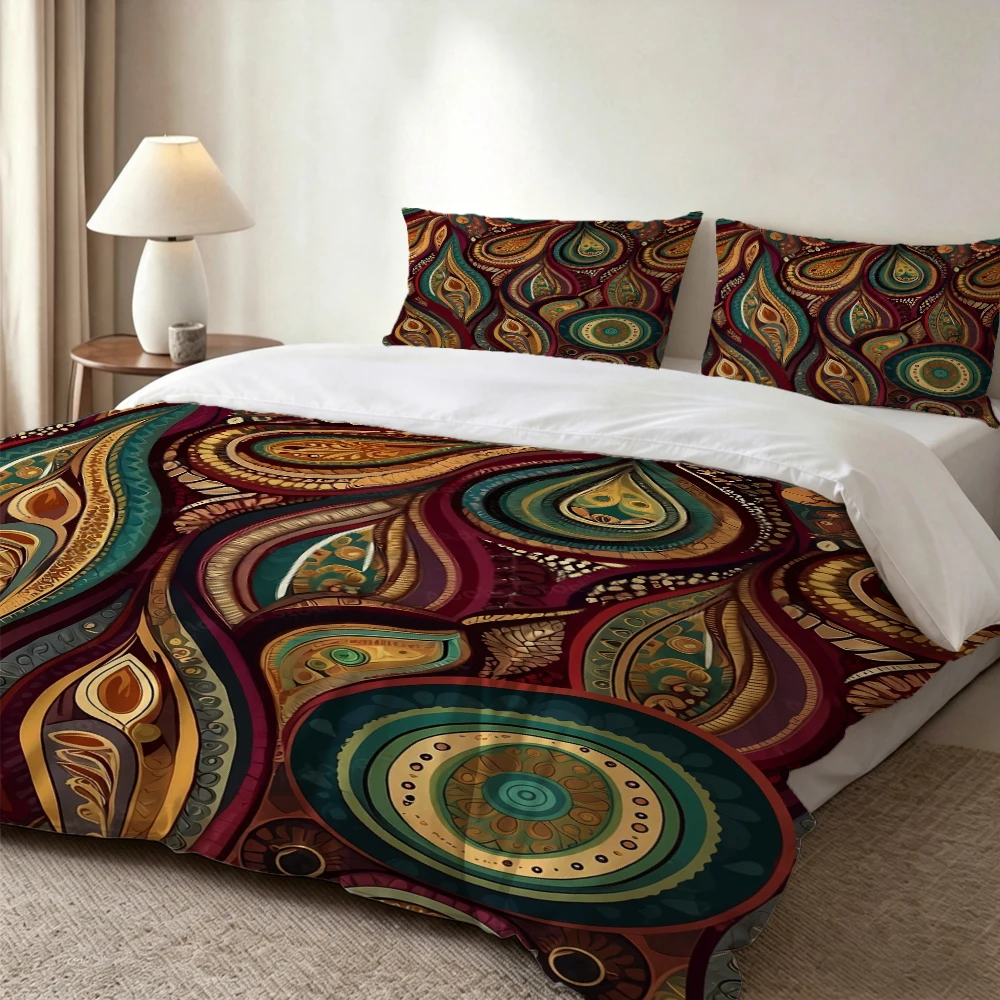 High-Definition Digital Printed Bedding Set, Bohemian Ethnic Style Paisley Pattern Duvet Cover Set, Large Floral Print Duvet Cover Set, Includes 1 Duvet Cover + 2 Pillowcases, Suitable for Bedroom, Guest Room, Home Decoration, Polyester Fiber Duvet Cover
High-Definition Digital Printed Bedding Set, Bohemian Ethnic Style Paisley Pattern Duvet Cover Set, Large Floral Print Duvet Cover Set, Includes 1 Duvet Cover + 2 Pillowcases, Suitable for Bedroom, Guest Room, Home Decoration, Polyester Fiber Duvet Cover