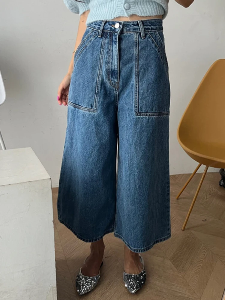 Vintage Blue Big Pocket Straight Wide Leg Denim Pants Casual Loose Streetwear High Waist Jeans Female Autumn X558
Vintage Blue Big Pocket Straight Wide Leg Denim Pants Casual Loose Streetwear High Waist Jeans Female Autumn X558