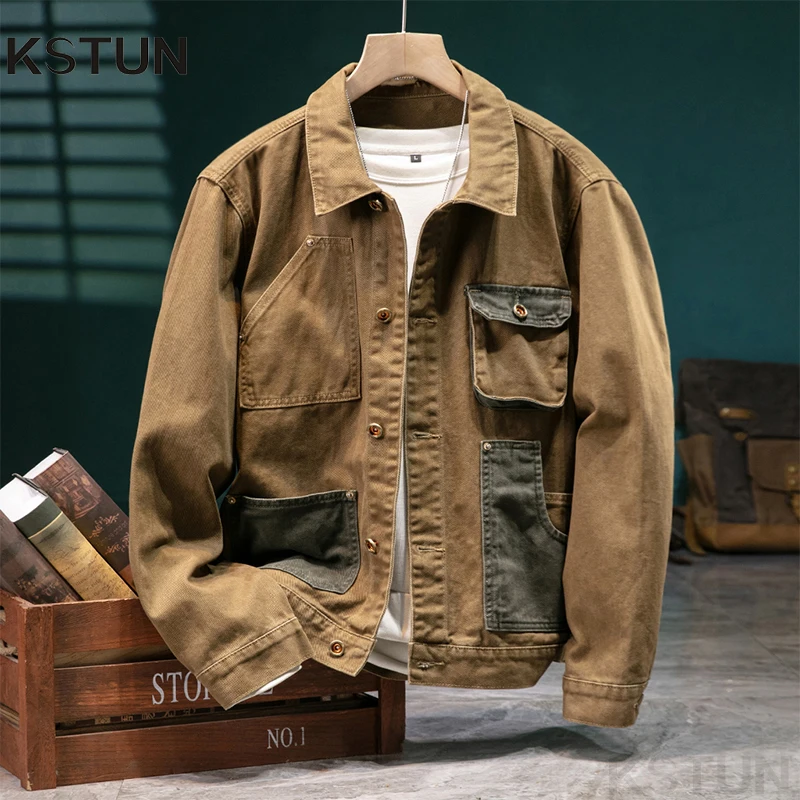 KSTUN 2025 Autumn 100% Cotton Men's Jacket Coat Workwear Fashion Pockets Patchwork Casual Coat For Men Loose Fit Mens Clothing
KSTUN 2025 Autumn 100% Cotton Men's Jacket Coat Workwear Fashion Pockets Patchwork Casual Coat For Men Loose Fit Mens Clothing