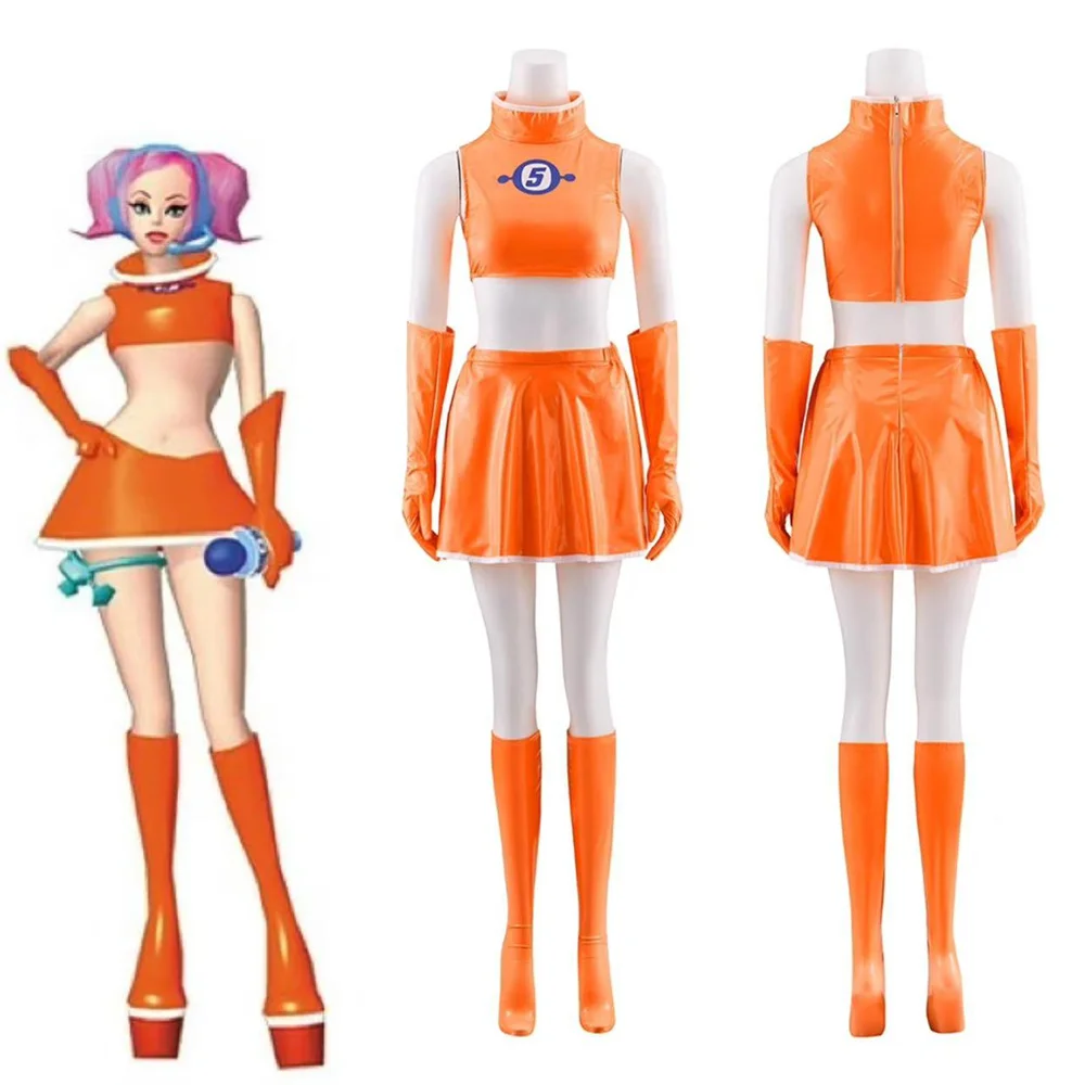 Space Channel 5-Ulalas Cosplay Costume Sexy Women Orange Top Skirt Uniform Halloween Carnival Party Outfit
Space Channel 5-Ulalas Cosplay Costume Sexy Women Orange Top Skirt Uniform Halloween Carnival Party Outfit