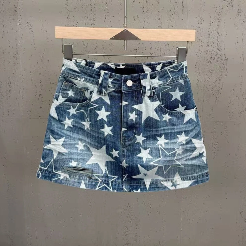 2026 Summer Ins Style Personalized Star Print Denim Mini Skirt - Women's Bodycon Ripped Hot Girl Skirt
2026 Summer Ins Style Personalized Star Print Denim Mini Skirt - Women's Bodycon Ripped Hot Girl Skirt