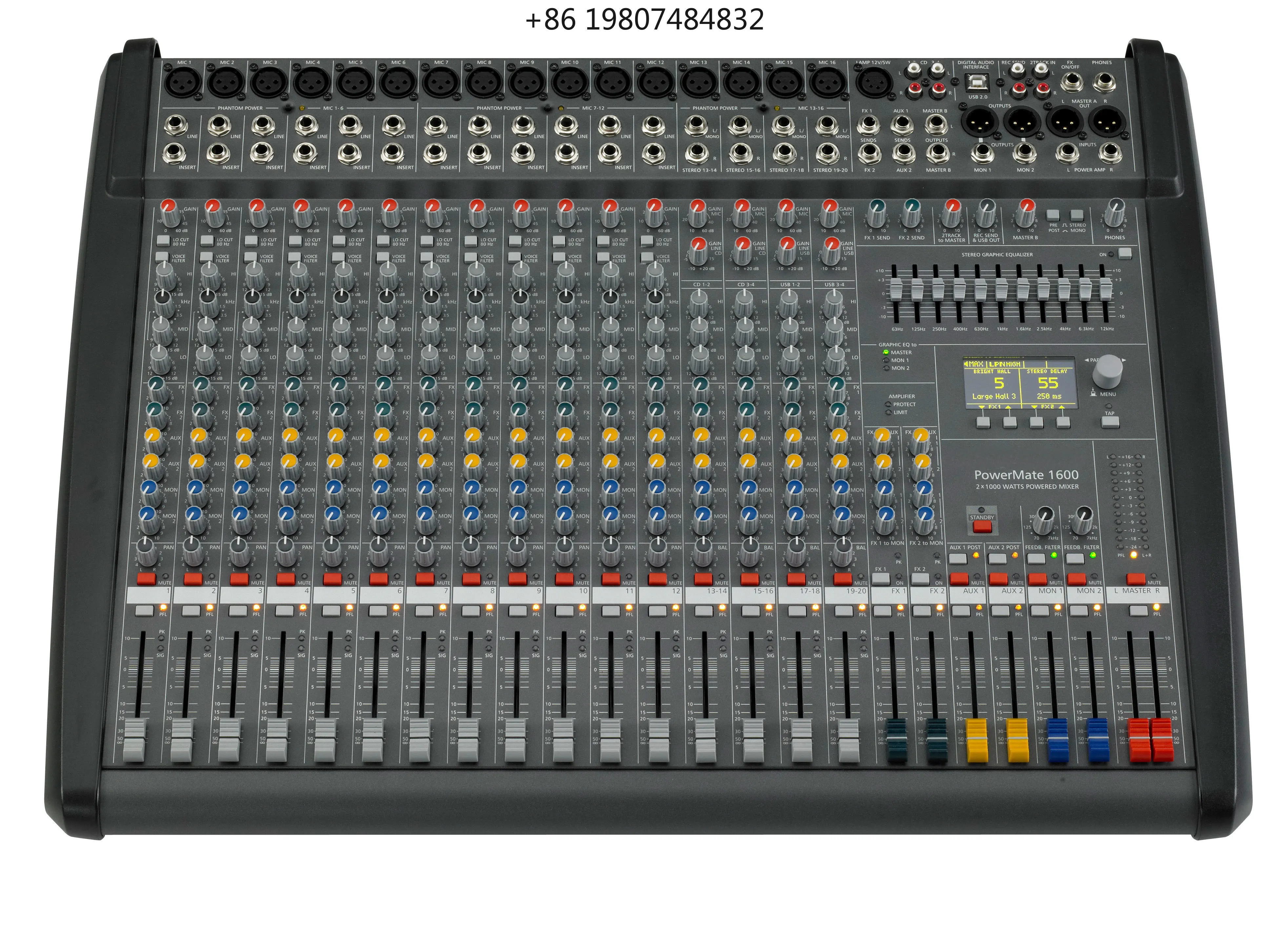 D Amplifier Dual DSP Effects Stage Live Church Professional 16 Channel Metal Powered Mixer PowerMate PM1600-3 2000W Class
D Amplifier Dual DSP Effects Stage Live Church Professional 16 Channel Metal Powered Mixer PowerMate PM1600-3 2000W Class