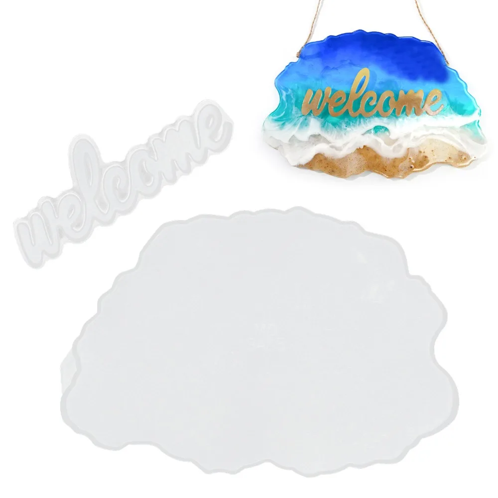 2pcs Large Welcome Mould Reusable Flexible Irregular Silicone Resin Door Decor Beach Waves Silicone Cloud Doorplate
2pcs Large Welcome Mould Reusable Flexible Irregular Silicone Resin Door Decor Beach Waves Silicone Cloud Doorplate