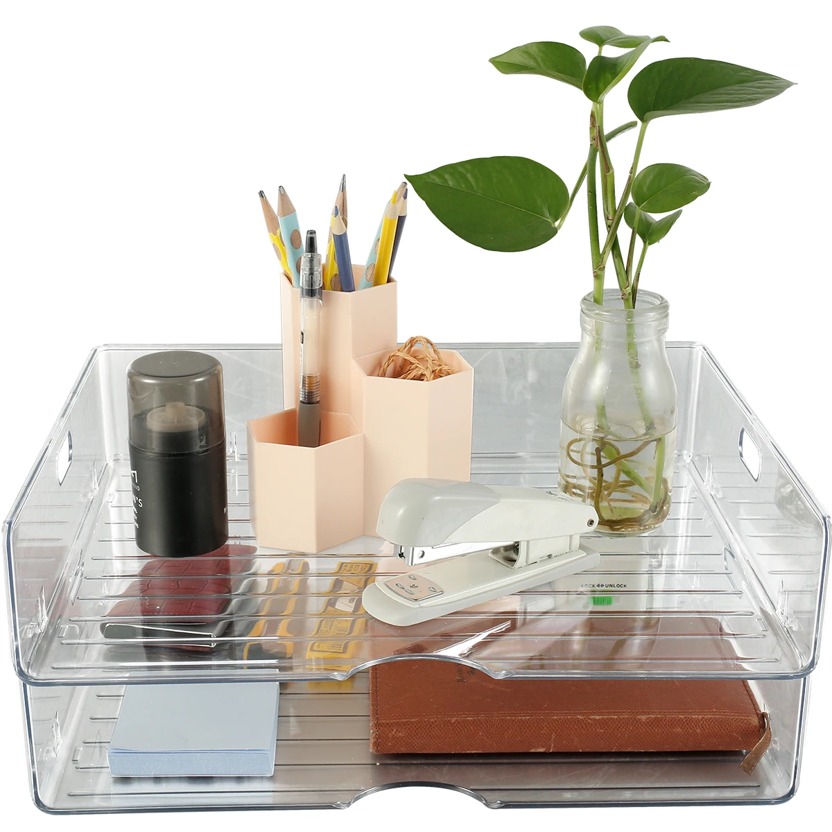 2Pcs Desktop Storage Box Stackable Transparent Desktop Storage Organizer Multifunctional A4 Document Storage Box Book Storage
2Pcs Desktop Storage Box Stackable Transparent Desktop Storage Organizer Multifunctional A4 Document Storage Box Book Storage