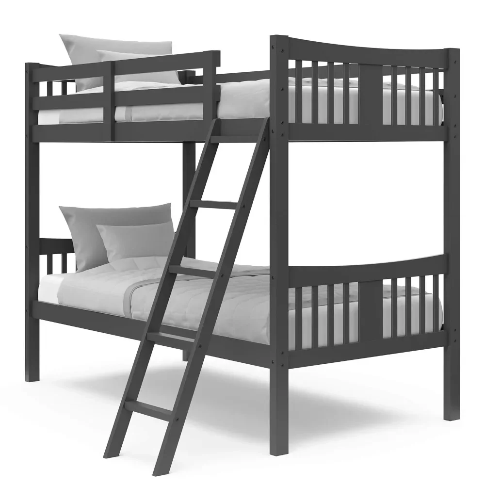 Twin-over-Twin Bunk Bed (Gray) – Converts to 2 individual twin beds, 41.97"L x 79.13"W x 64.7"H
Twin-over-Twin Bunk Bed (Gray) – Converts to 2 individual twin beds, 41.97"L x 79.13"W x 64.7"H