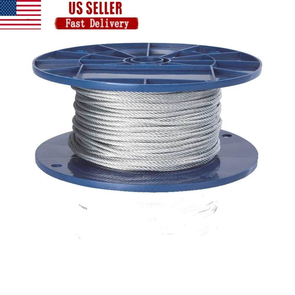 1/8 Inch Vinyl Coated Wire Rope 500ft 7x7 Durable Cable 96lbs Working Load Limit Multi-Purpose Home Industrial Use
1/8 Inch Vinyl Coated Wire Rope 500ft 7x7 Durable Cable 96lbs Working Load Limit Multi-Purpose Home Industrial Use