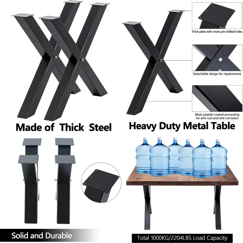 Heavy Duty Steel X Frame Table Legs 28 H x 24 W, 3.1 Square, 2204LBS Capacity, Black, Coffee Table Support
Heavy Duty Steel X Frame Table Legs 28 H x 24 W, 3.1 Square, 2204LBS Capacity, Black, Coffee Table Support