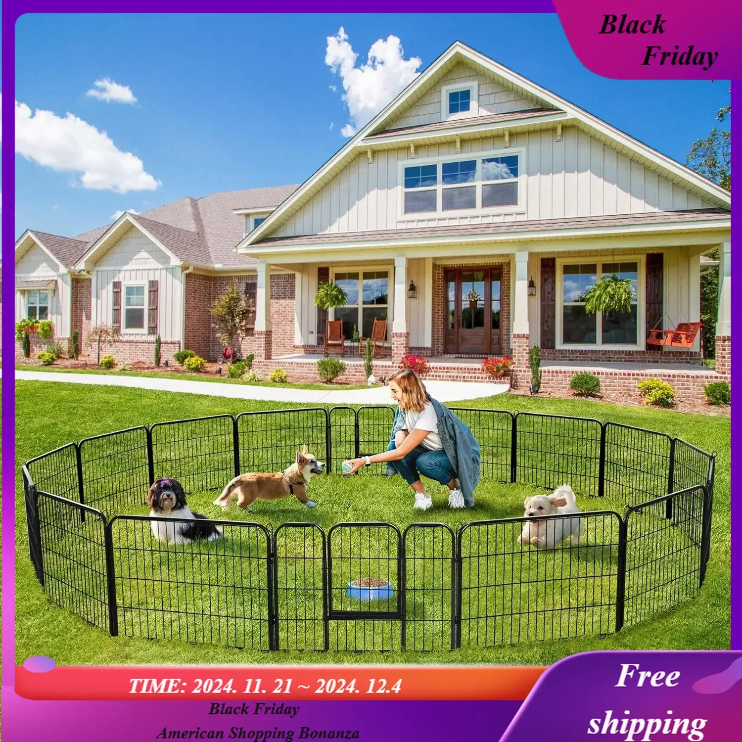 Dog Playpen Outdoor Panels Indoor Dog Fence Metal Dog Pen Heavy Duty Pet Exercise Pen for RV/Camping/Garden
Dog Playpen Outdoor Panels Indoor Dog Fence Metal Dog Pen Heavy Duty Pet Exercise Pen for RV/Camping/Garden
