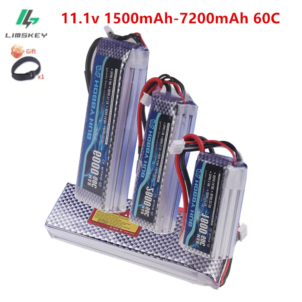 Limskey 1500mAh-7200mAh 11.1V Lipo Battery for FPV RC Drone 3s battery for Rc Helicopter / Car / Boat Quadcopter RC Toys
Limskey 1500mAh-7200mAh 11.1V Lipo Battery for FPV RC Drone 3s battery for Rc Helicopter / Car / Boat Quadcopter RC Toys