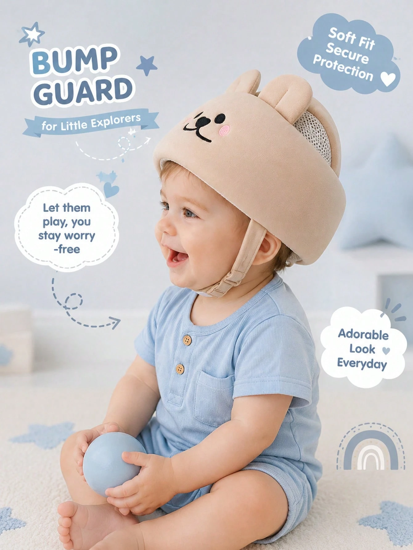 Breathable Mesh Baby Safety Helmet Adjustable Toddler Anti Fall 360Degrees Shock Absorbing Learning Walking Head Protection Hat
Breathable Mesh Baby Safety Helmet Adjustable Toddler Anti Fall 360Degrees Shock Absorbing Learning Walking Head Protection Hat