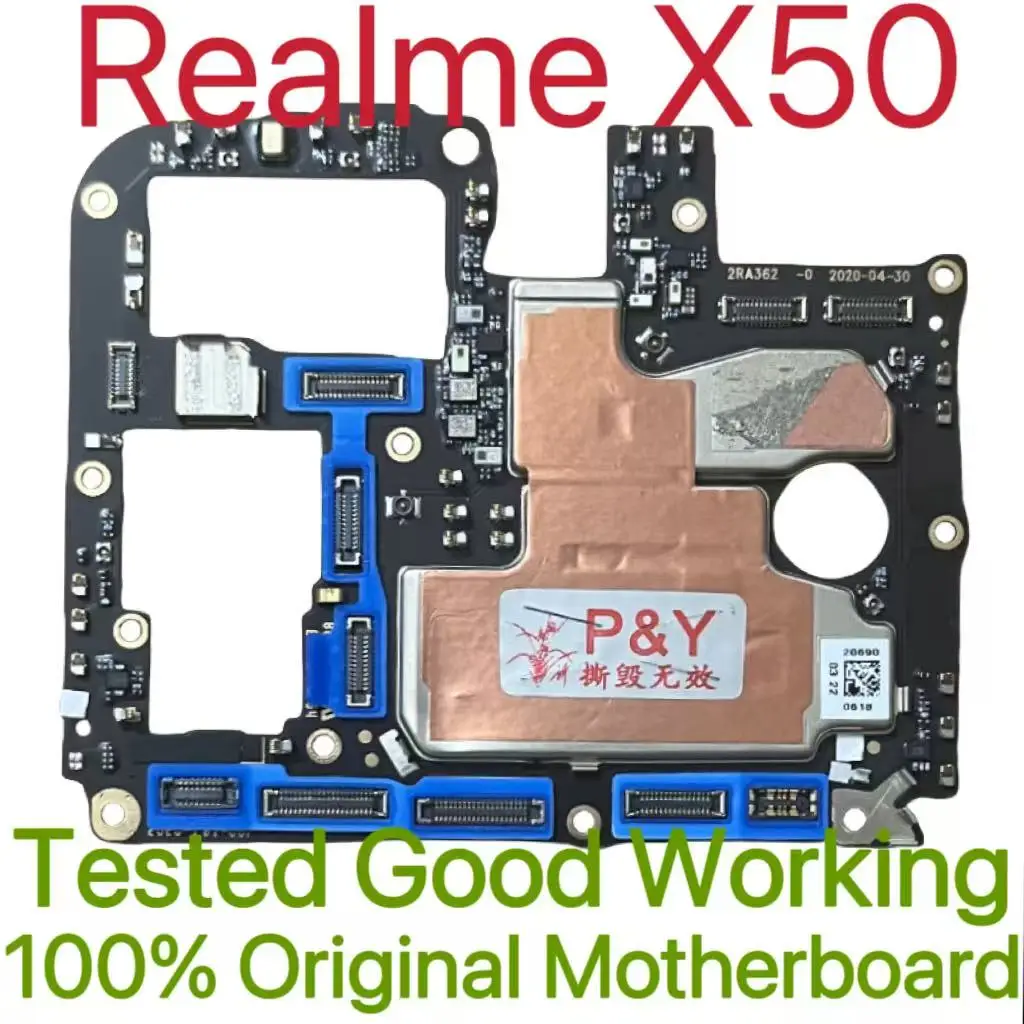 Global Version Original Unlocked Motherboard for Realme X50 Tested Circuit Plate Main Logic Board for Realme X50
Global Version Original Unlocked Motherboard for Realme X50 Tested Circuit Plate Main Logic Board for Realme X50