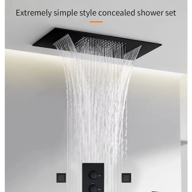 Modern Brass Multifunctional LED Smart Thermostatic Digital Display Concealed Ceiling Mounted Rainfall Shower Set For Bathroom
Modern Brass Multifunctional LED Smart Thermostatic Digital Display Concealed Ceiling Mounted Rainfall Shower Set For Bathroom