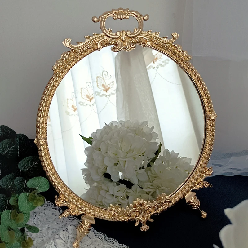 Cosmetic Mirror Home Decor Desktop Single-Sided Mirror Desktop Retro Dressing Table Princess French Round Decorative Mirror
Cosmetic Mirror Home Decor Desktop Single-Sided Mirror Desktop Retro Dressing Table Princess French Round Decorative Mirror