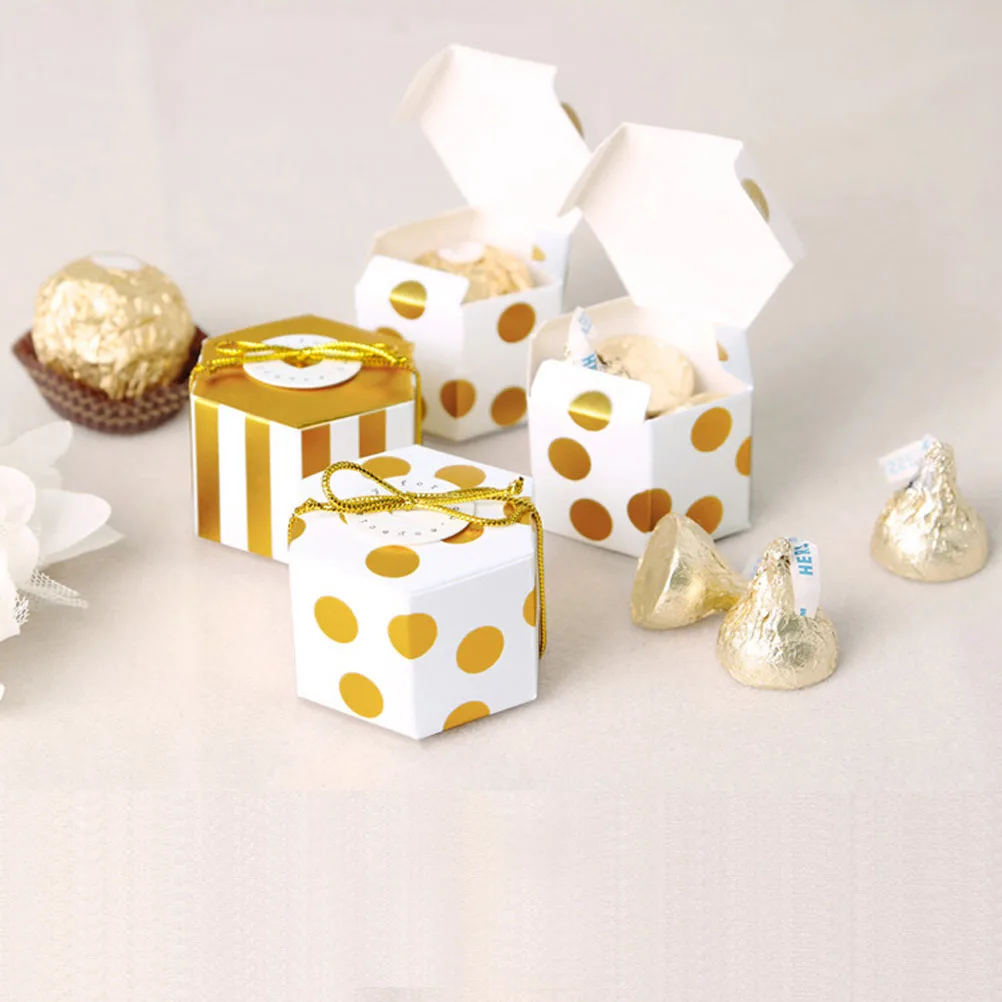 50pcs Candy Box Hexagon Kraft Paper Candy Box Storage Box Gift Box Mini Sugar Case for Party (Stripe No and Gold Thread)
50pcs Candy Box Hexagon Kraft Paper Candy Box Storage Box Gift Box Mini Sugar Case for Party (Stripe No and Gold Thread)