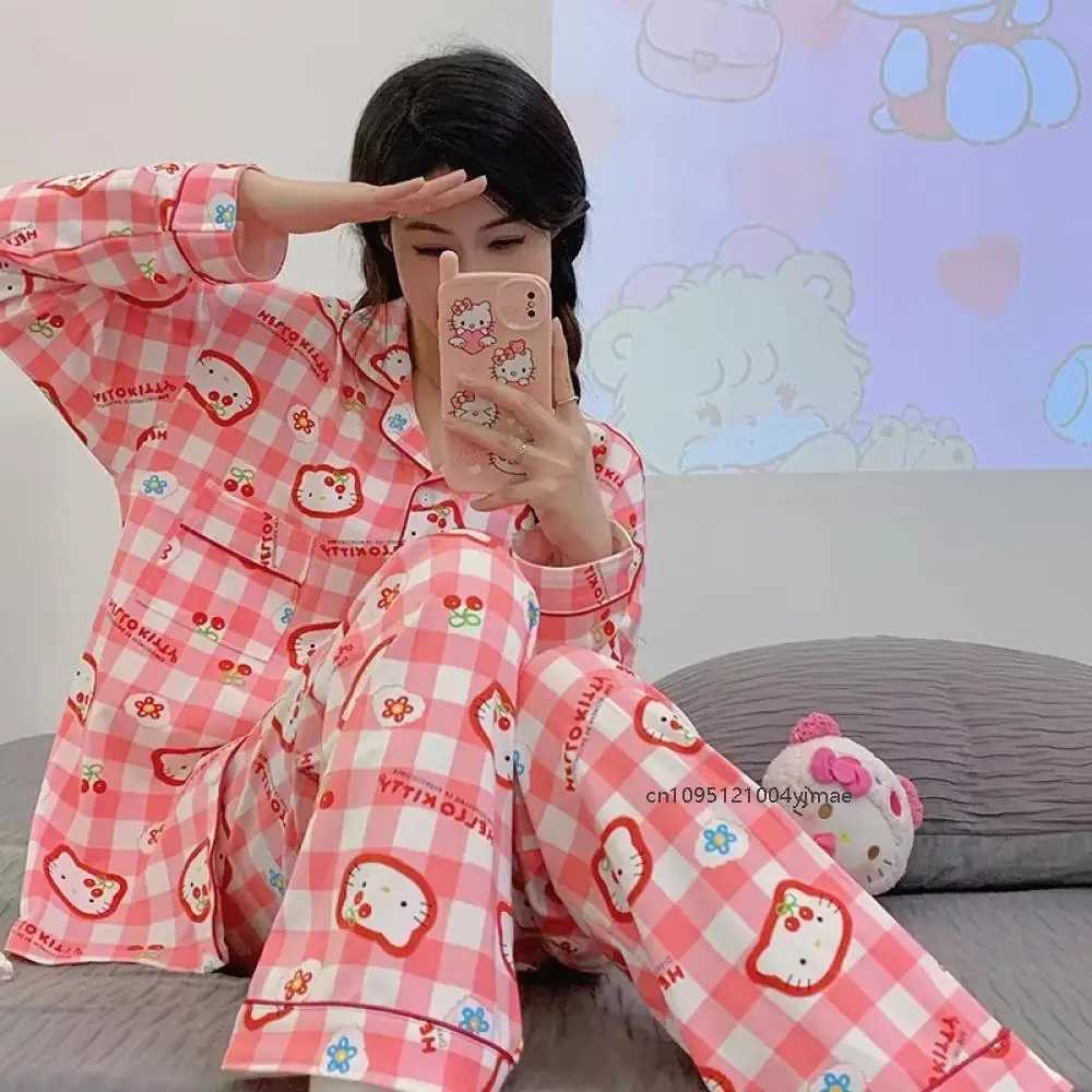 2 шт. аниме Sanrio Hello Kitty, новинка весны Sanrios, брюки с длинными рукавами с героями мультфильмов, домашняя одежда, кардиган, пижамный комплект с воротником-поло, подарок
2 шт. аниме Sanrio Hello Kitty, новинка весны Sanrios, брюки с длинными рукавами с героями мультфильмов, домашняя одежда, кардиган, пижамный комплект с воротником-поло, подарок