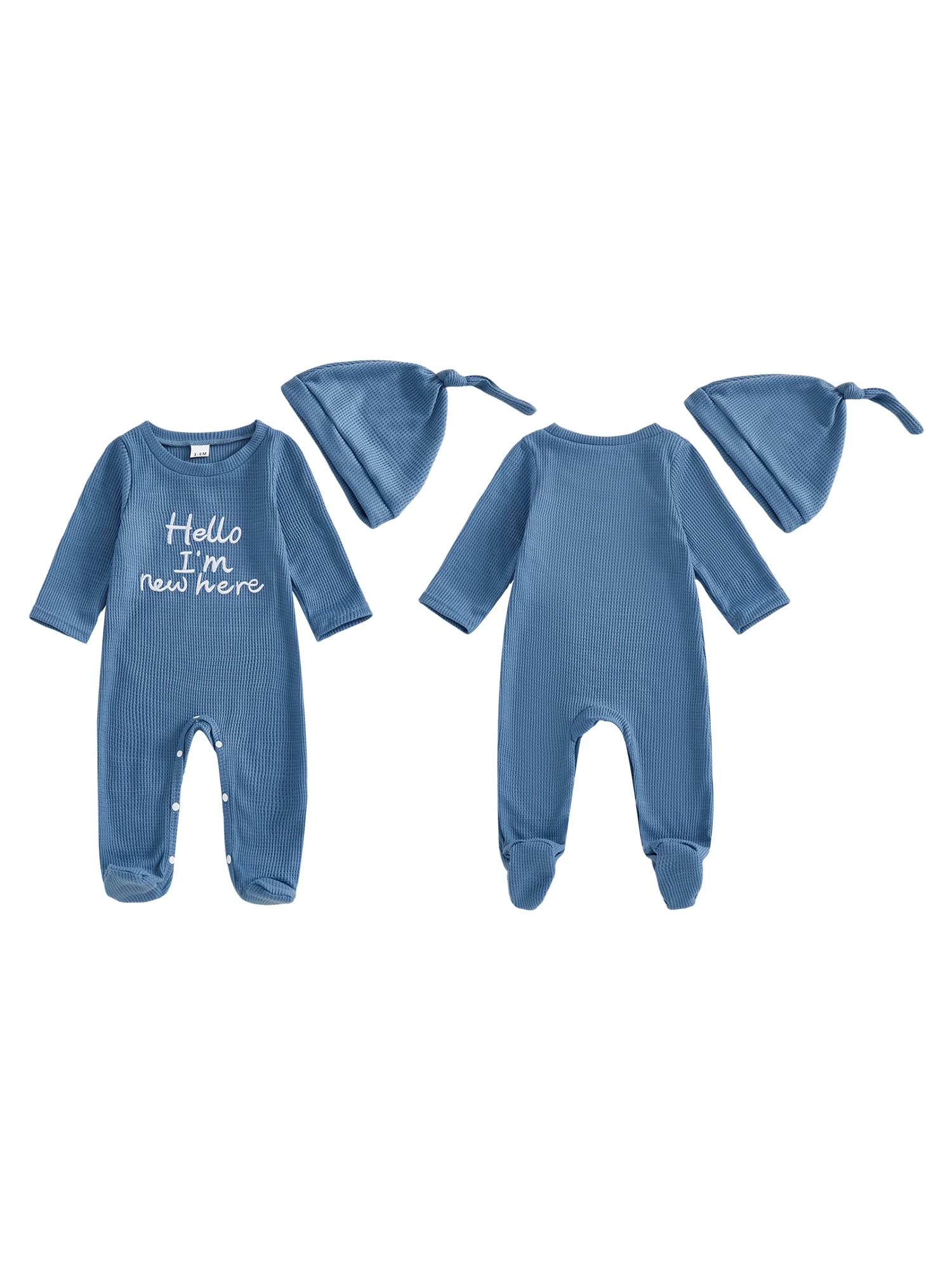 Infant Boys 2-Piece Outfit Cozy Long Sleeve Footie Romper with Crew Neck and Embroidered Letters Matching Hat Included
Infant Boys 2-Piece Outfit Cozy Long Sleeve Footie Romper with Crew Neck and Embroidered Letters Matching Hat Included