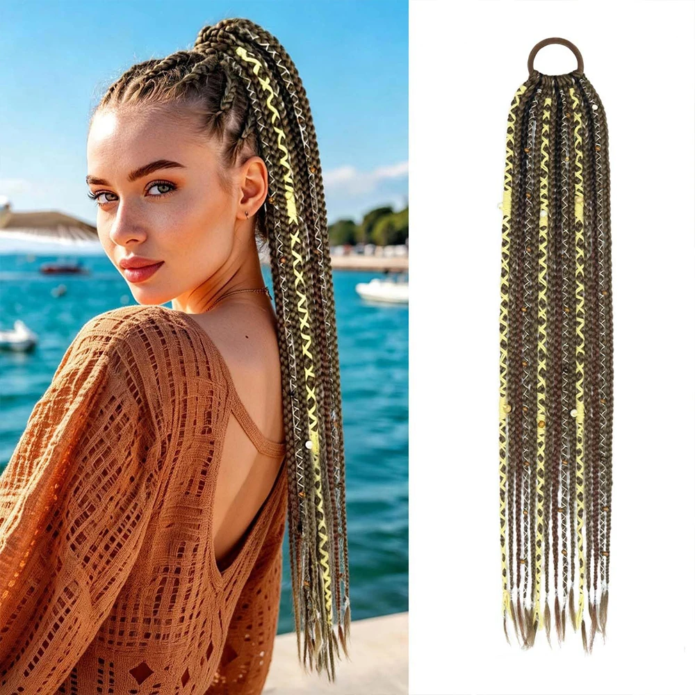 24" Long Boho Braided Ponytail Extension with Hair Tie Viking Dreadlock Style Hand-Braided Soft Synthetic Hairpiece for Women
24" Long Boho Braided Ponytail Extension with Hair Tie Viking Dreadlock Style Hand-Braided Soft Synthetic Hairpiece for Women