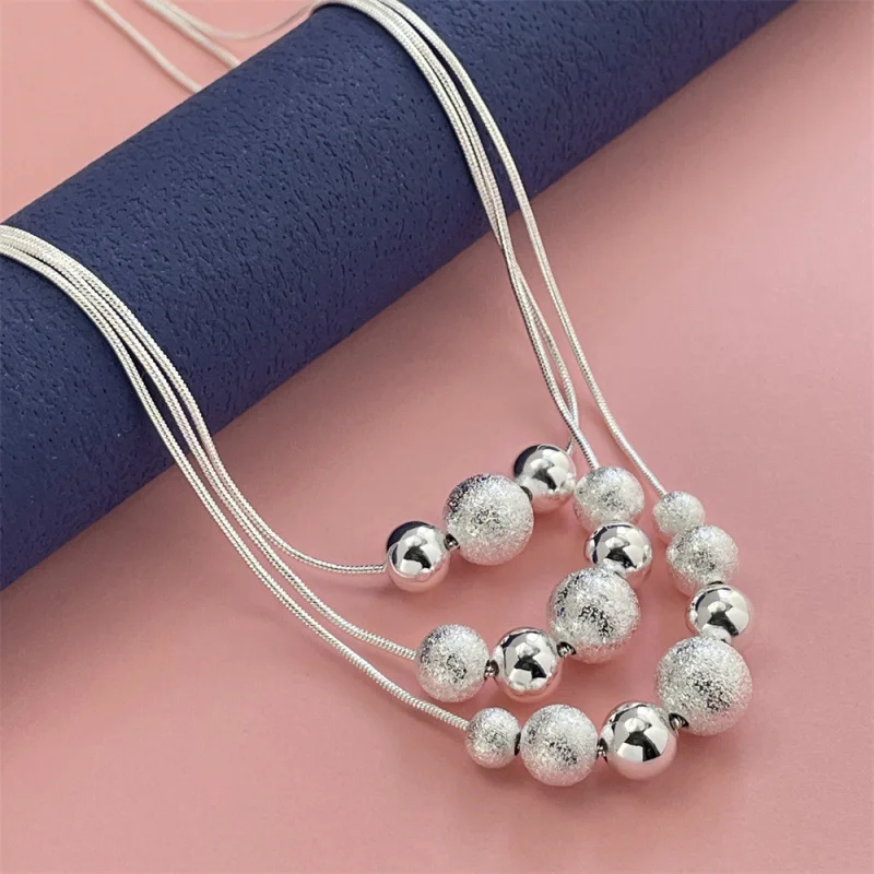 Luxury 925 Sterling Silver Three Horizontal Beads Snake Chain Necklace Hot Sale Fine Jewelry for Women Gift
Luxury 925 Sterling Silver Three Horizontal Beads Snake Chain Necklace Hot Sale Fine Jewelry for Women Gift