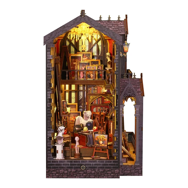 DIY Book Nook Shelf Insert Kits Wonder Studio Bookshelf Wooden Miniature Model Kit Handmade Bookend for Friends Birthday Gifts
DIY Book Nook Shelf Insert Kits Wonder Studio Bookshelf Wooden Miniature Model Kit Handmade Bookend for Friends Birthday Gifts