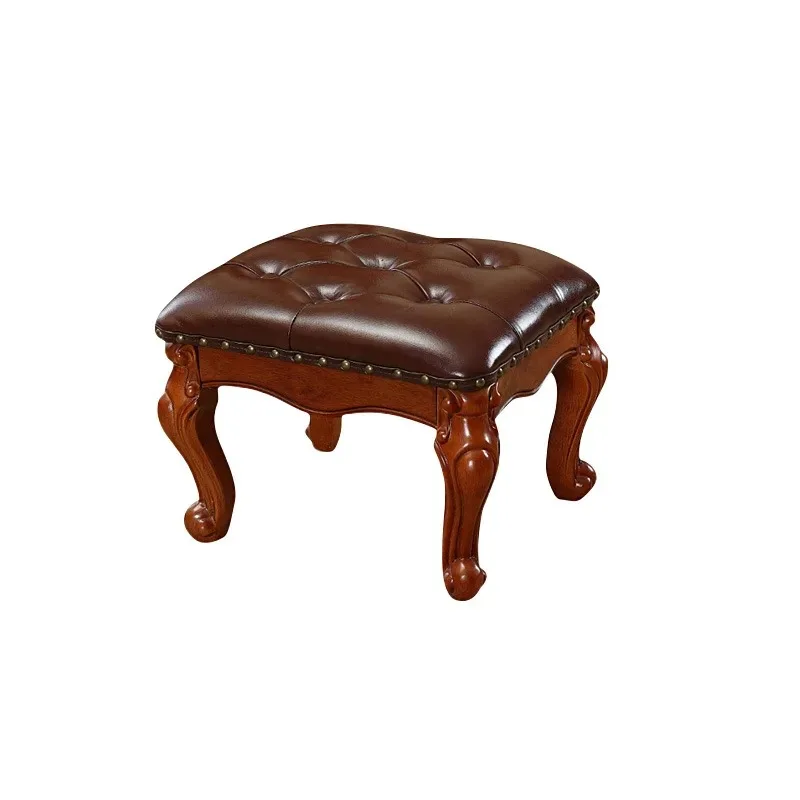 American square stool solid wood leather small square living room small sofa household shoe changing retro
American square stool solid wood leather small square living room small sofa household shoe changing retro