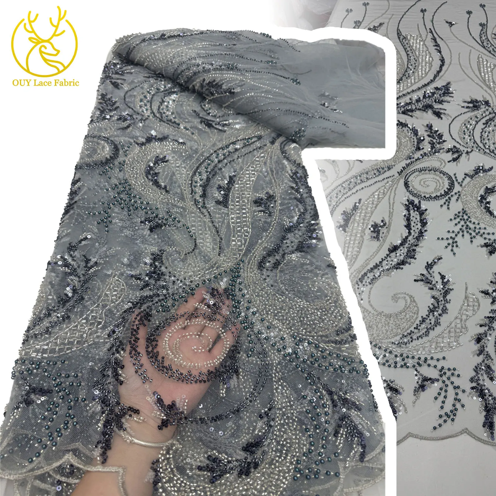 Newest African Sequins Beaded Lace Fabric 2025 High Quality Bridal French Lace Fabric for Party Wedding Evening Dress Fabrics
Newest African Sequins Beaded Lace Fabric 2025 High Quality Bridal French Lace Fabric for Party Wedding Evening Dress Fabrics