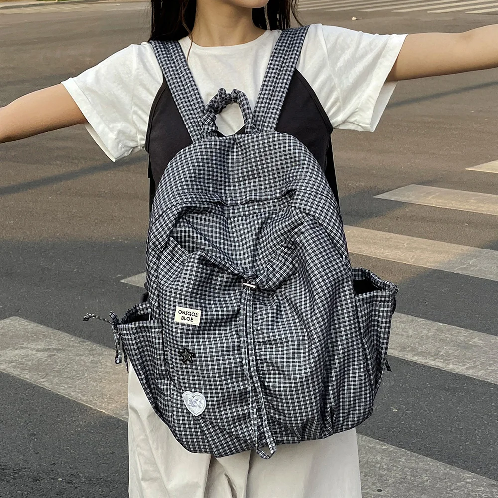 Korean Style Plaid Drawstring Backpack,Casual Lightweight Nylon Bag,Perfect for Daily Commute,Shopping and Casual Outings
Korean Style Plaid Drawstring Backpack,Casual Lightweight Nylon Bag,Perfect for Daily Commute,Shopping and Casual Outings