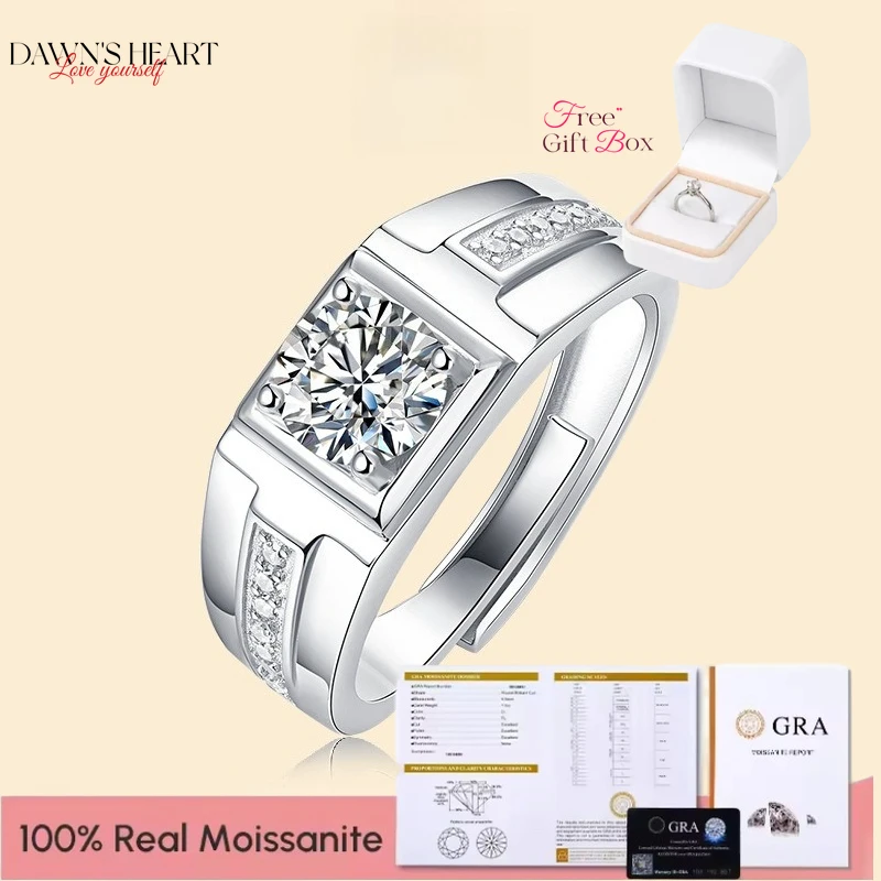 DAWNS 1ct 6.5mm D VVS1 Moissanite Ring For Men 925 Sterling Silver Engagement Wedding Band Party Man Rings Luxury Jewelry Gifts
DAWNS 1ct 6.5mm D VVS1 Moissanite Ring For Men 925 Sterling Silver Engagement Wedding Band Party Man Rings Luxury Jewelry Gifts