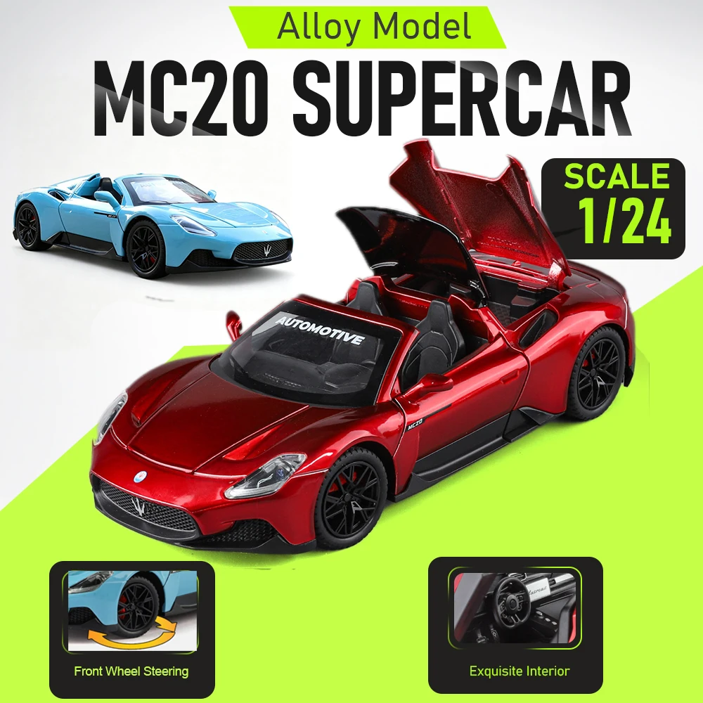 1:24 Scale MC20 Model Toy Sports Cars Alloy Diecast Pull Back Doors Opened Shock Absorption Popular Supercar Models for Friends
1:24 Scale MC20 Model Toy Sports Cars Alloy Diecast Pull Back Doors Opened Shock Absorption Popular Supercar Models for Friends