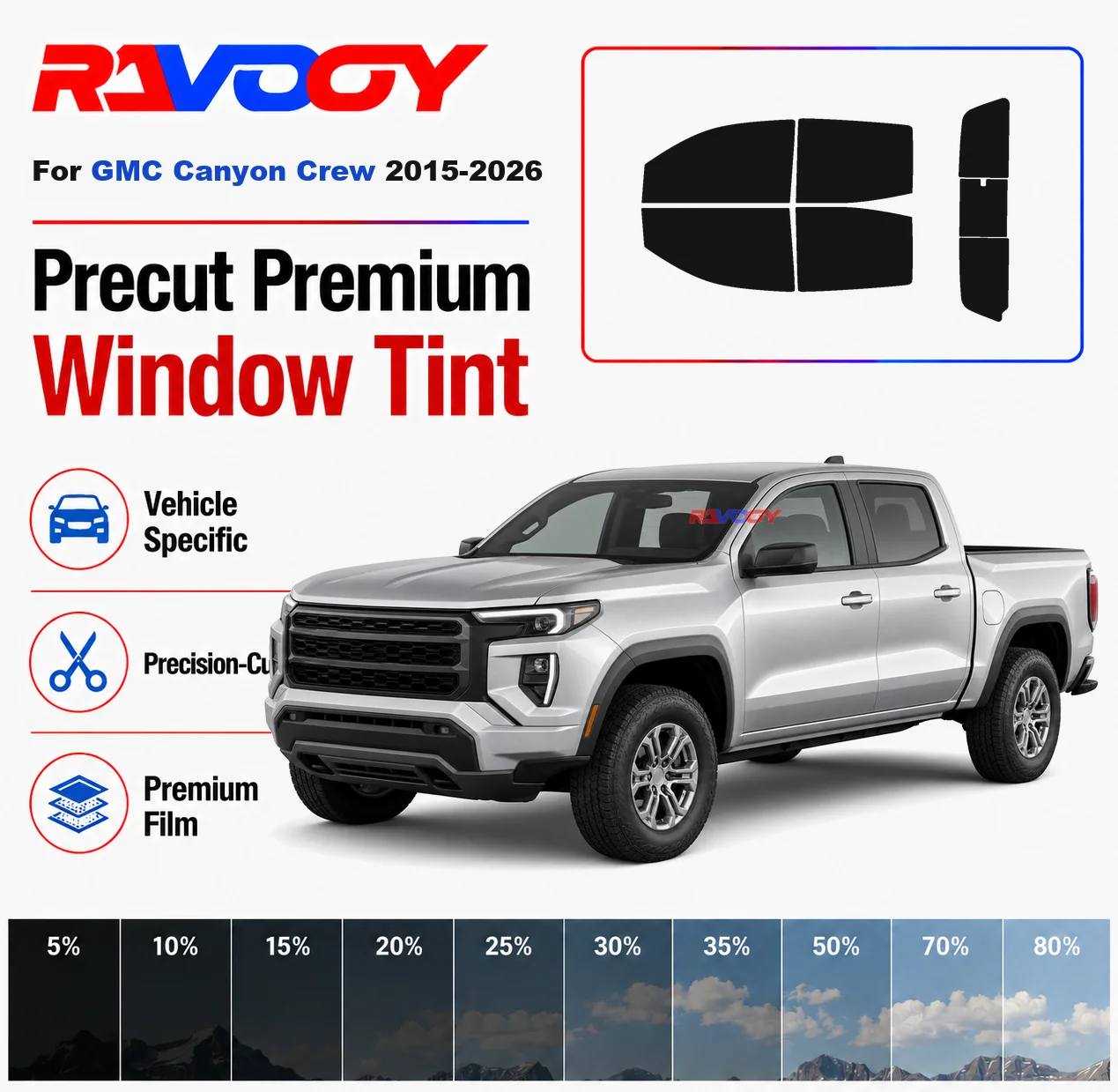 Premium Precut Window Tint Kit Front Rear Windows Rear Windshield For GMC Canyon Crew 2015-2026 Complete Set Nano Ceramic Film
Premium Precut Window Tint Kit Front Rear Windows Rear Windshield For GMC Canyon Crew 2015-2026 Complete Set Nano Ceramic Film