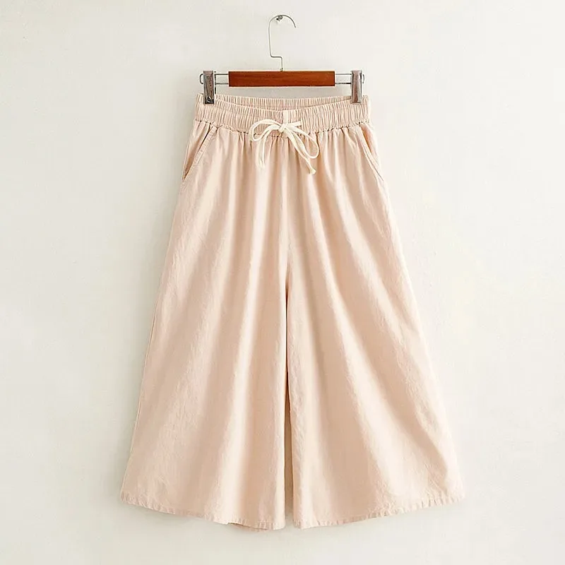 Women's Linen Cotton Drawstring Wide Leg Cropped Pants Casual Summer Trousers
Women's Linen Cotton Drawstring Wide Leg Cropped Pants Casual Summer Trousers
