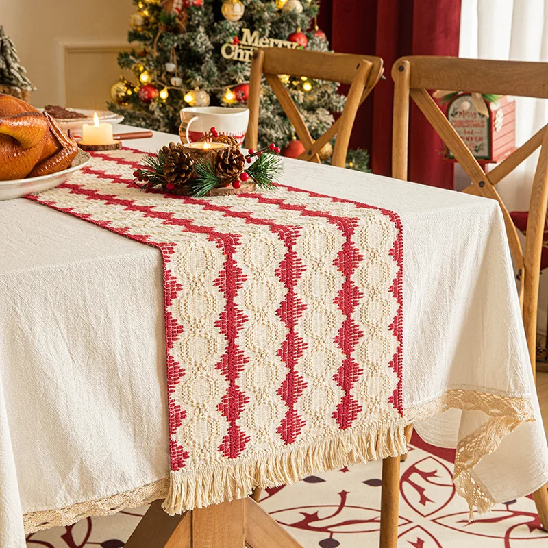 Romantic Knitted Table Flag with Tassel Festive Decoration Table Flag Christmas New Year Daily Table Decoration Cloth
Romantic Knitted Table Flag with Tassel Festive Decoration Table Flag Christmas New Year Daily Table Decoration Cloth