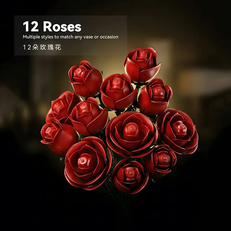Red Rose Building Blocks Bouquet Set, Assembled Bonsai Floral Arrangement, Decorative Ornament Model, Birthday Gift for Girls
Red Rose Building Blocks Bouquet Set, Assembled Bonsai Floral Arrangement, Decorative Ornament Model, Birthday Gift for Girls