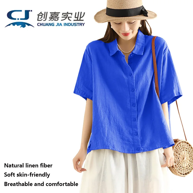 Natural Pure Linen Women's Shirt, White Short-sleeved, Simple and Elegant Top, Youthful Fashionable Street Wear Comfortable Cool
Natural Pure Linen Women's Shirt, White Short-sleeved, Simple and Elegant Top, Youthful Fashionable Street Wear Comfortable Cool