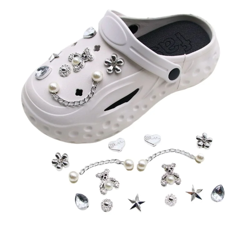 14PCS Fashion Shoe Charms Set Accessories Hole Shoe Buckle Silver Star Bear Rhinestone DIY 3D Shoes Decorations
14PCS Fashion Shoe Charms Set Accessories Hole Shoe Buckle Silver Star Bear Rhinestone DIY 3D Shoes Decorations