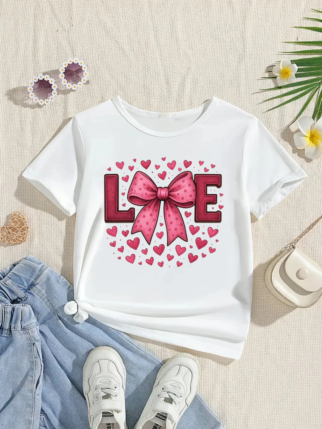 Valentine'S Day Gift T-Shirt Love Hearts Pink Bow Printed T-Shirt Girls Kawaii Kids Clothes Funny Summer Short Sleeve Shirt
Valentine'S Day Gift T-Shirt Love Hearts Pink Bow Printed T-Shirt Girls Kawaii Kids Clothes Funny Summer Short Sleeve Shirt