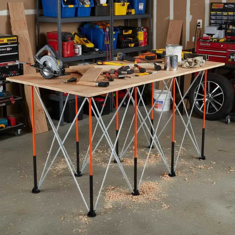 Collapsible Sawhorse 4.16 x 2.18 ft For Garage Workshop Jobsite, 2500 lbs Load Capacity Instant Setup Heavy Duty Steel Frame Storage Bag Included
Collapsible Sawhorse 4.16 x 2.18 ft For Garage Workshop Jobsite, 2500 lbs Load Capacity Instant Setup Heavy Duty Steel Frame Storage Bag Included