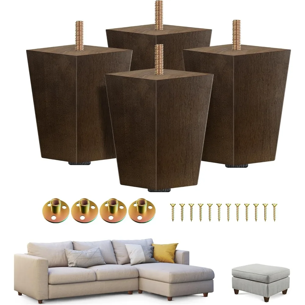 4-Inch Square Wooden Furniture Legs Set of 4, Brown Mid-Century Modern Feet for Sofa, Ottoman, Bench, Dresser, and Table
4-Inch Square Wooden Furniture Legs Set of 4, Brown Mid-Century Modern Feet for Sofa, Ottoman, Bench, Dresser, and Table