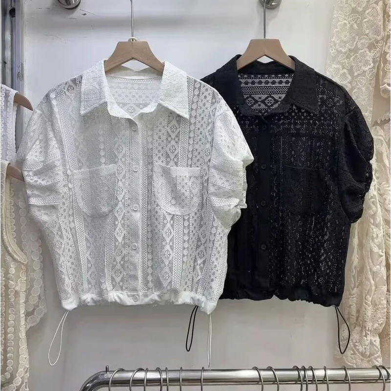 Women's Collared Bubble Sleeve Shirt Drawstring Hem Korean Style Design Summer New Arrival Casual Loose Fit Short Sleeve Top
Women's Collared Bubble Sleeve Shirt Drawstring Hem Korean Style Design Summer New Arrival Casual Loose Fit Short Sleeve Top